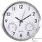 Clockswise Non-Ticking Quartz Wall Clock with Thermometer & Hygrometer - Battery Operated Aluminum Analog Clock for Temperature & Humidity Monitoring - Ideal for Home, Office or School, Silver